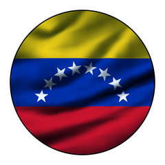Illustration of a waving flag in a round circle - Venezuela