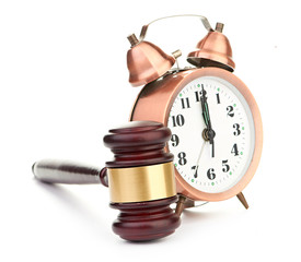 Gavel and old clock