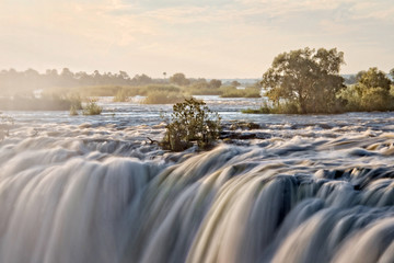 Victoria falls on the Zambezi river between Zambia and Zimbabwe, Africa