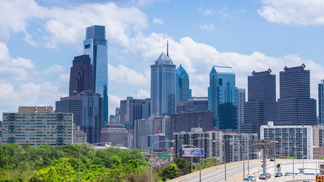 Timelapse of the philadelphia skyline - Pennsylvania USA