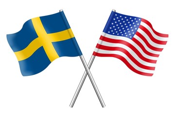 Flags : Sweden and USA