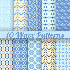 Wave different seamless patterns (tiling)