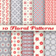 Floral fashionable vector seamless patterns (tiling)