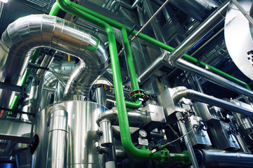 Fototapeta premium Industrial Steel pipelines and valves