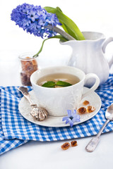 Cup of fresh herbal tea