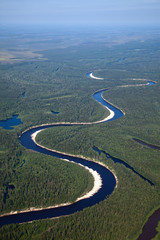 Top view of forest river