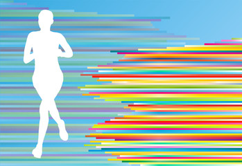 Woman runner silhouette vector background template concept