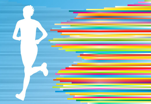 Woman runner silhouette vector background template concept