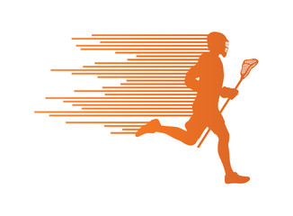 Lacrosse player in action vector background concept made of stri