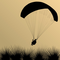 Paragliding active sport background landscape concept vector