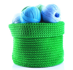 Colorful clews  in bag isolated on white