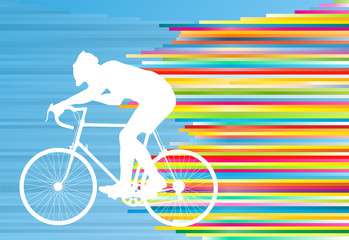 Cyclist vector background concept template made of stripes