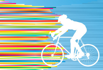 Cyclist vector background concept template made of stripes