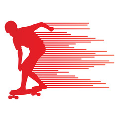 Skateboarder silhouette vector background concept made of stripe