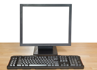 black display with cut out screen and keyboard
