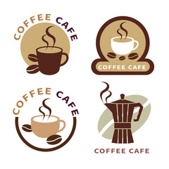 set of icon on coffee element