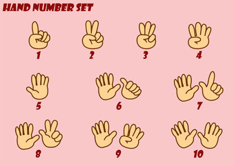Cartoon hands collection-vector number set