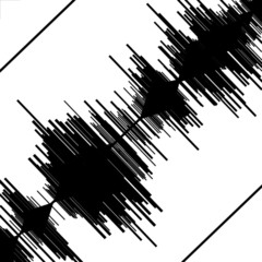 Abstract black seismogram on white  paper background