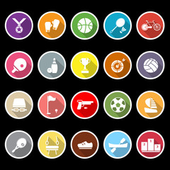 Sport game athletic icons with long shadow