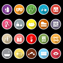 Wellness icons with long shadow