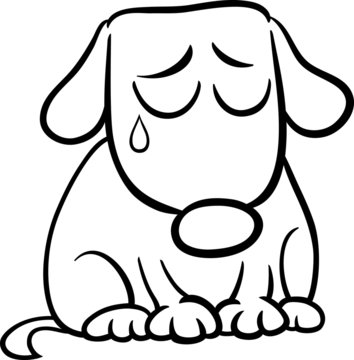 Sad Dog Cartoon Coloring Page