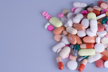 Colored pills, tablets and capsules