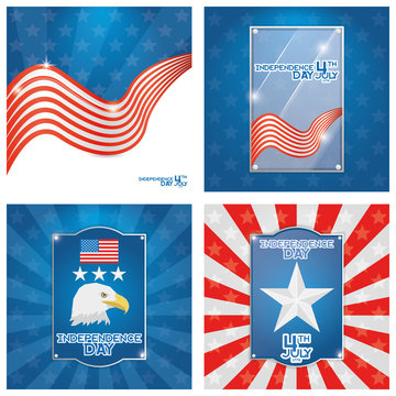 Vector American Independence Day Background Templates Editable