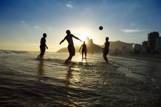 Carioca Brazilians Playing Altinho Beach Football Rio