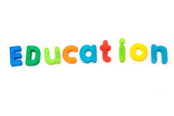 Education written in magnetic letters.