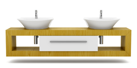 modern double bathroom sink isolated on white background