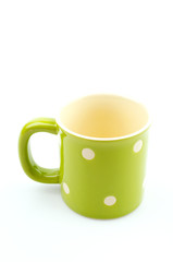 Green mug isolated white background
