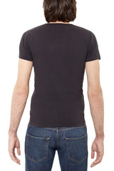 Black t-shirt on man on white, clipping path