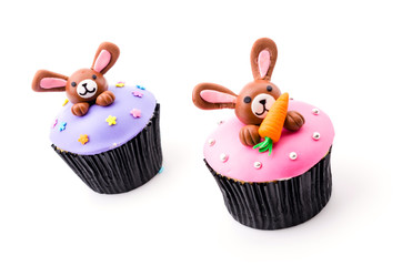 Easter cupcakes isolated white background