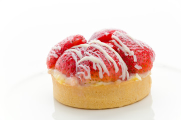 Strawberry tart isolated on white