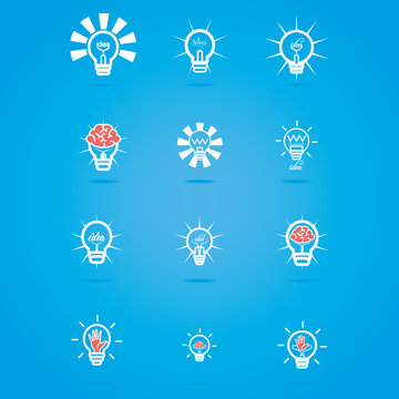 Vector Abstract Bulb Icons Isolated On Background