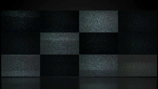 TV Video Wall With Twelve Television Screen Displaying Noise