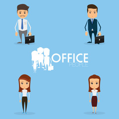 Set Of Funny Office Characters Isolated On Background