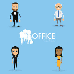 Set Of Funny Office Characters Isolated On Background