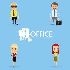 Set Of Funny Office Characters Isolated On Background