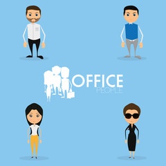 Set Of Funny Office Characters Isolated On Background