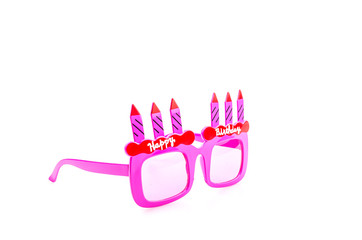 Happy birthday sunglasses isolated white background