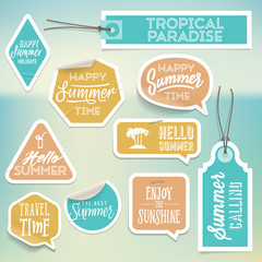 Summer holiday vacation stickers and labels