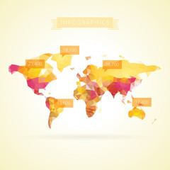 World map with infographics elements