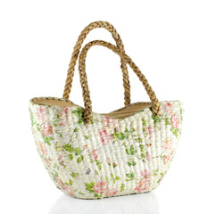 Craft Bag with decoupage on white background