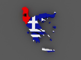 Albania and Greece. map.