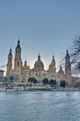 Obraz premium Our Lady of the Pillar Basilica at Zaragoza, Spain