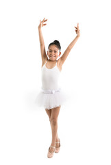 young cute ballet dancer dancing on white background © Wordley Calvo Stock