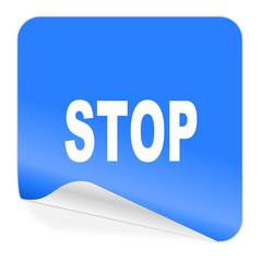 stop blue sticker icon