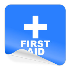 Obraz premium first aid blue sticker icon