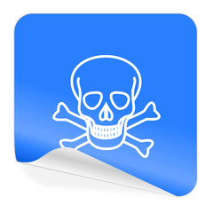 skull blue sticker icon